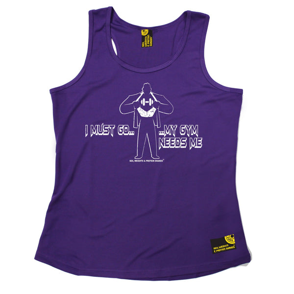 I Must Go ... My Gym Needs Me Girlie Performance Training Cool Vest