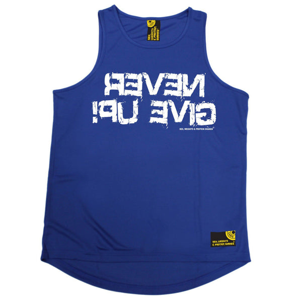 SWPS Never Give Up Sex Weights And Protein Shakes Gym Men's Training Vest