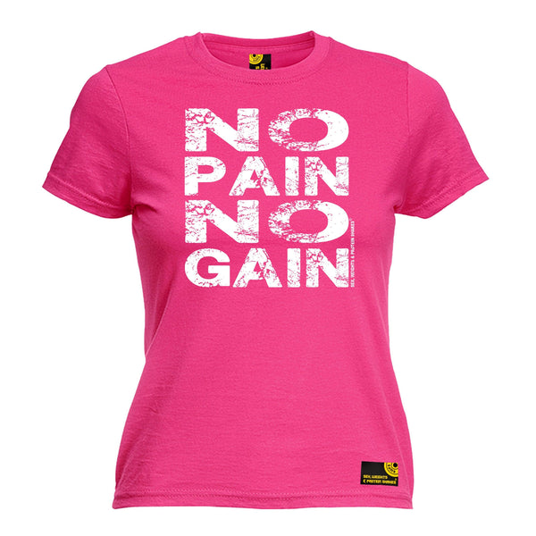 Sex Weights and Protein Shakes GYM Training Body Building -  Women's No Pain No Gain - FITTED T-SHIRT - SWPS Fitness Gifts