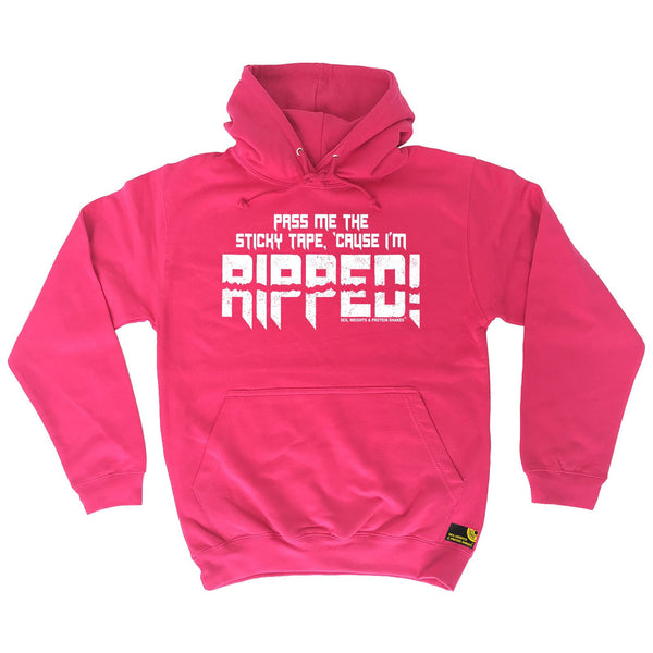 SWPS Pass Me The Sticky Tape I'm Ripped Sex Weights And Protein Shakes Gym Hoodie
