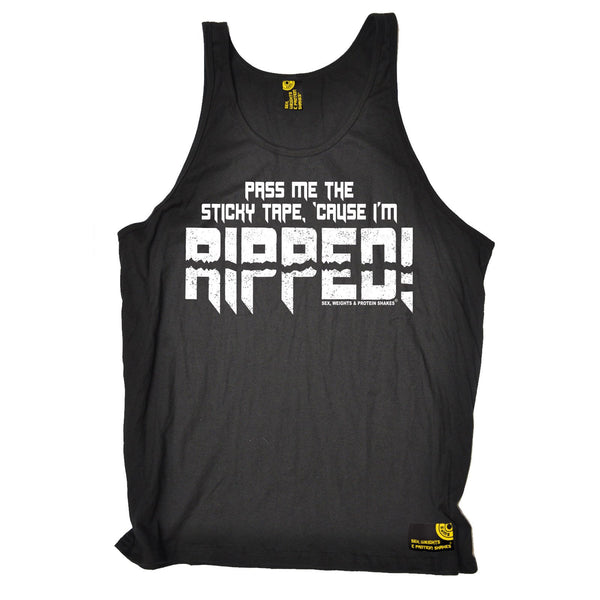 SWPS Pass Me The Sticky Tape I'm Ripped Sex Weights And Protein Shakes Gym Vest Top