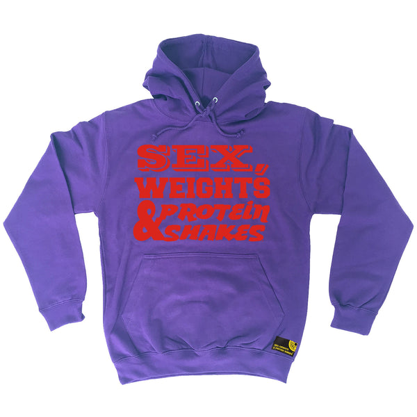 Sex Weights & Protein Shakes ... Red Text Hoodie