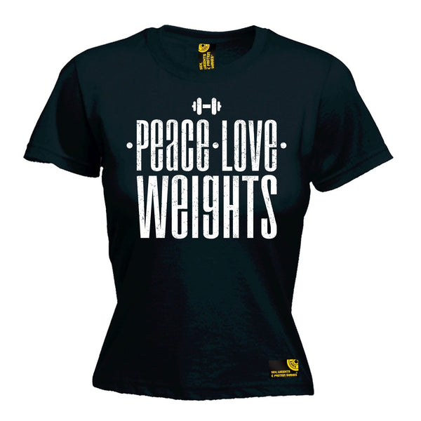 SWPS Women's Peace Love Weights Sex Weights And Protein Shakes Gym T-Shirt