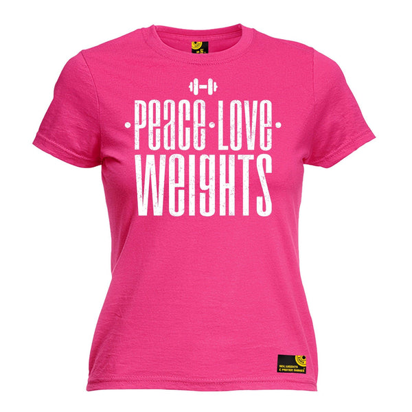 SWPS Women's Peace Love Weights Sex Weights And Protein Shakes Gym T-Shirt