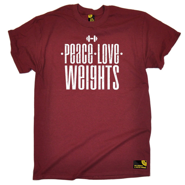 SWPS Men's Peace Love Weights Sex Weights And Protein Shakes Gym T-Shirt