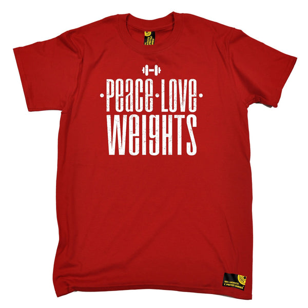 SWPS Men's Peace Love Weights Sex Weights And Protein Shakes Gym T-Shirt