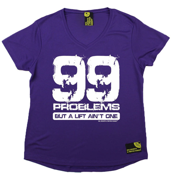 Women's SWPS - 99 Problems But A Lift Aint One - Dry Fit Breathable Sports V-Neck T-SHIRT