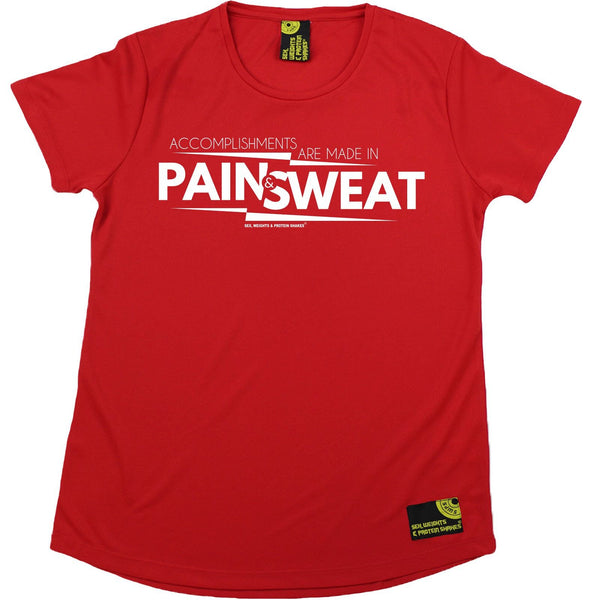 Women's SWPS - Accomplishments Pain And Sweat - Dry Fit Breathable Sports R NECK T-SHIRT
