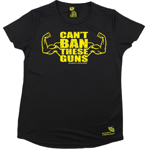 Women's SWPS - Cant Ban These Guns - Dry Fit Breathable Sports R NECK T-SHIRT