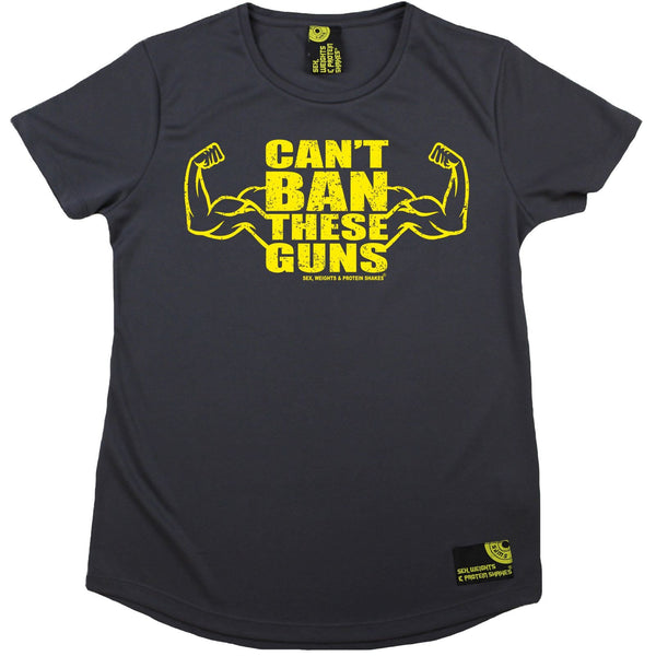 Women's SWPS - Cant Ban These Guns - Dry Fit Breathable Sports R NECK T-SHIRT
