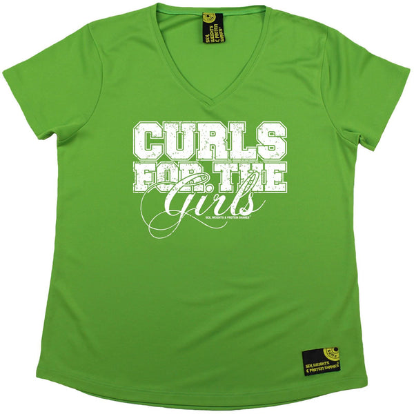 Women's SWPS - Curls For The Girls - Dry Fit Breathable Sports V-Neck T-SHIRT