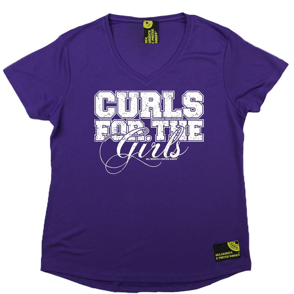 Women's SWPS - Curls For The Girls - Dry Fit Breathable Sports V-Neck T-SHIRT