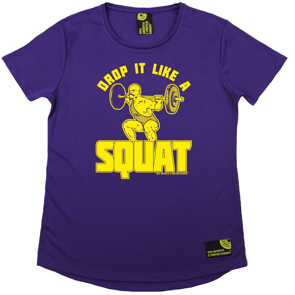 Women's SWPS - Drop It Like A Squat - Dry Fit Breathable Sports R NECK T-SHIRT