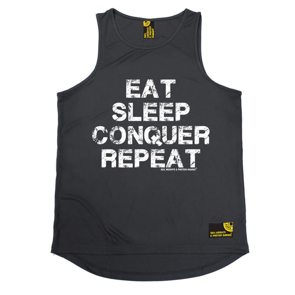 SWPS Mens - Eat Sleep Conqure Repat SWPS - Gym DRYFIT ACTIVE WEAR TRAINING VEST SINGLET TOP