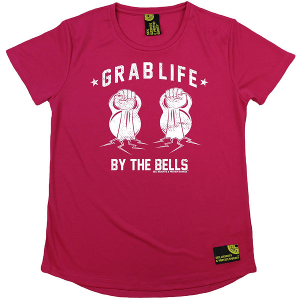 Women's SWPS - Grab Life By The Bells - Dry Fit Breathable Sports R NECK T-SHIRT