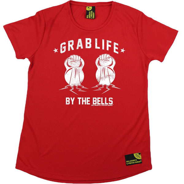 Women's SWPS - Grab Life By The Bells - Dry Fit Breathable Sports R NECK T-SHIRT