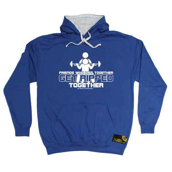 SWPS Friends Who Lift Together Get Ripped Sex Weights And Protein Shakes Gym Hoodie