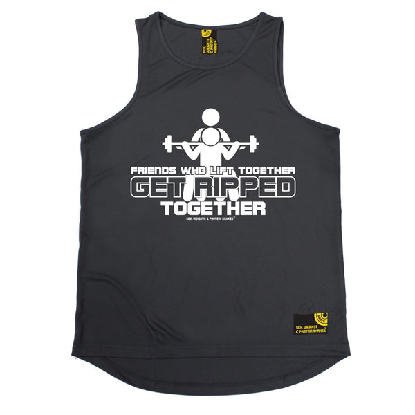 SWPS Friends Who Lift Together Get Ripped Sex Weights And Protein Shakes Gym Men's Training Vest