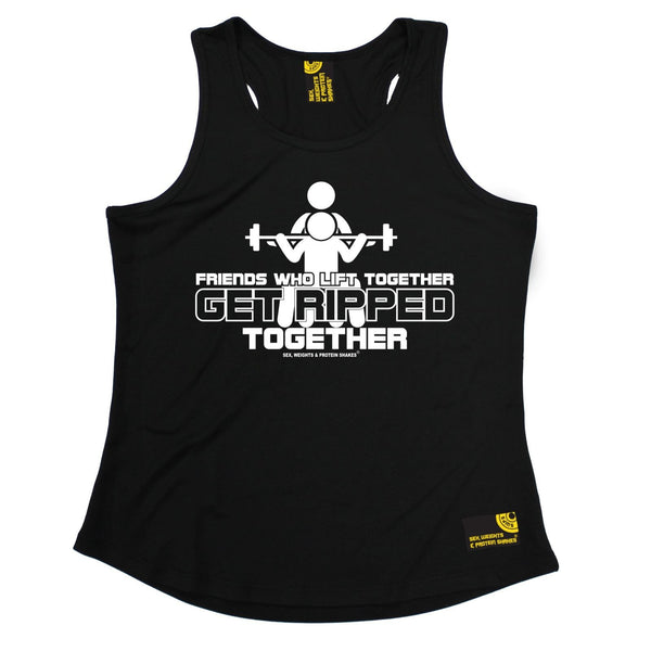 SWPS Friends Who Lift Together Get Ripped Sex Weights And Protein Shakes Gym Girlie Training Vest