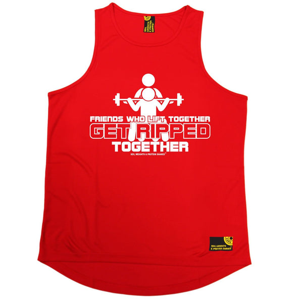 SWPS Friends Who Lift Together Get Ripped Sex Weights And Protein Shakes Gym Men's Training Vest