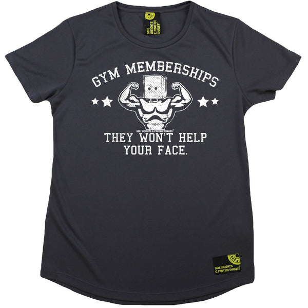 Women's SWPS - Gym Membership Wont Help Your Face - Dry Fit Breathable Sports R NECK T-SHIRT