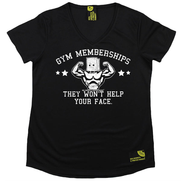 Women's SWPS - Gym Membership Wont Help Your Face - Dry Fit Breathable Sports V-Neck T-SHIRT