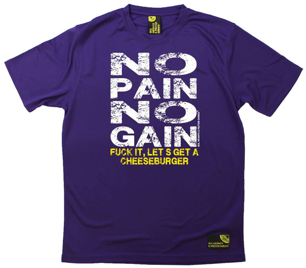 Men's SWPS - No Pain No Gain Cheeseburger - Dry Fit Breathable Sports T-SHIRT