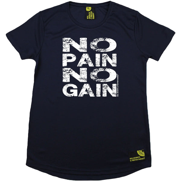 Women's Sex Weights and Protein Shakes - No Pain No Gain - Dry Fit Breathable Sports R NECK T-SHIRT