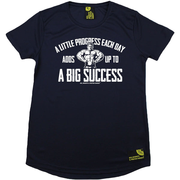 Women's Sex Weights and Protein Shakes - Progress Success - Dry Fit Breathable Sports R NECK T-SHIRT