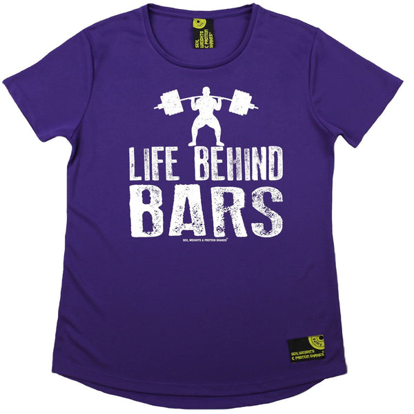 Women's SWPS - Life Behind Bars Dumbbell - Dry Fit Breathable Sports R NECK T-SHIRT