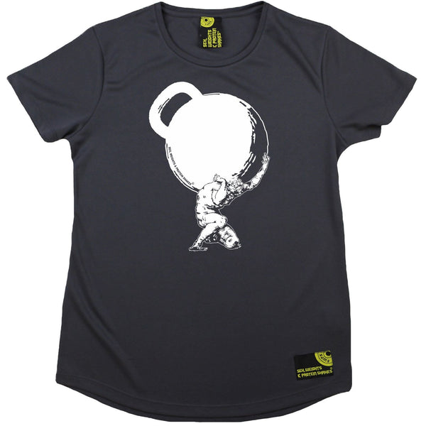 Women's SWPS - Kettlebell Weights Mythology - Dry Fit Breathable Sports R NECK T-SHIRT
