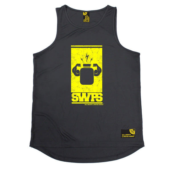 SWPS Protein Flexing Yellow Design Sex Weights And Protein Shakes Gym Men's Training Vest