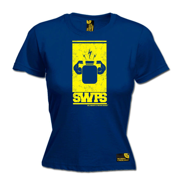 SWPS Women's Protein Flexing Yellow Design Sex Weights And Protein Shakes Gym T-Shirt