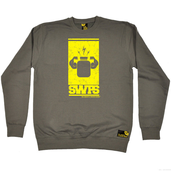 SWPS Protein Flexing Yellow Design Sex Weights And Protein Shakes Gym Sweatshirt