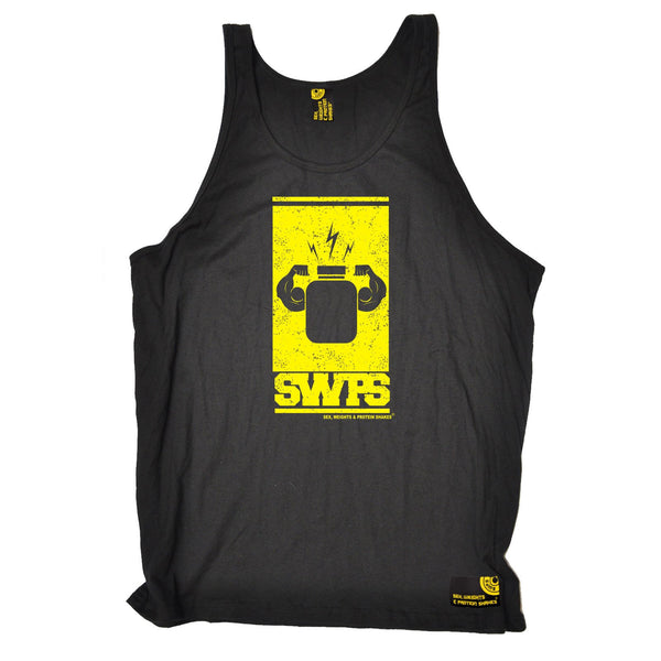 SWPS Protein Flexing Yellow Design Sex Weights And Protein Shakes Gym Vest Top