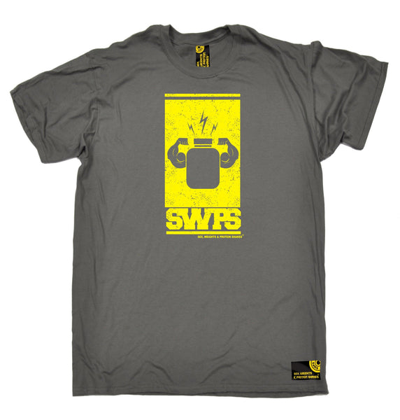 SWPS Men's Protein Flexing Yellow Design Sex Weights And Protein Shakes Gym T-Shirt