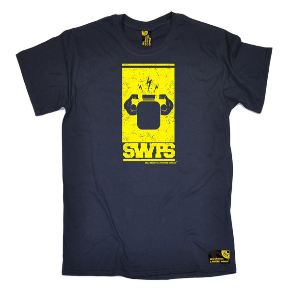 SWPS Men's Protein Flexing Yellow Design Sex Weights And Protein Shakes Gym T-Shirt