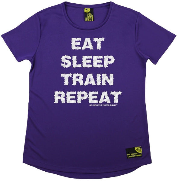 Women's SWPS - Eat Sleep Train Repeat - Dry Fit Breathable Sports R NECK T-SHIRT