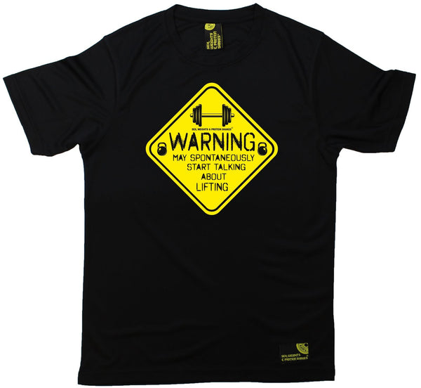 Men's SWPS - Warning May Talk About Lifting - Dry Fit Breathable Sports T-SHIRT