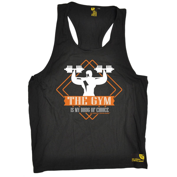 SWPS The Gym Is My Drug Of Choice Sex Weights And Protein Shakes Men's Tank Top
